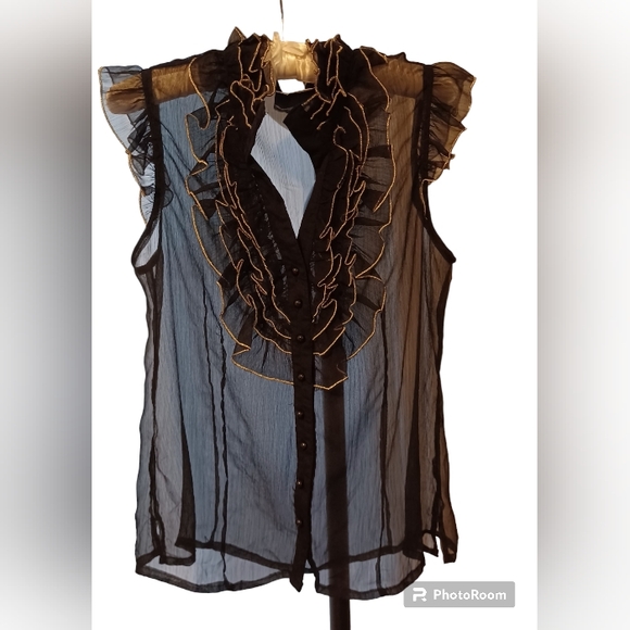 Black chiffon ruffled top size-L - Picture 7 of 8
